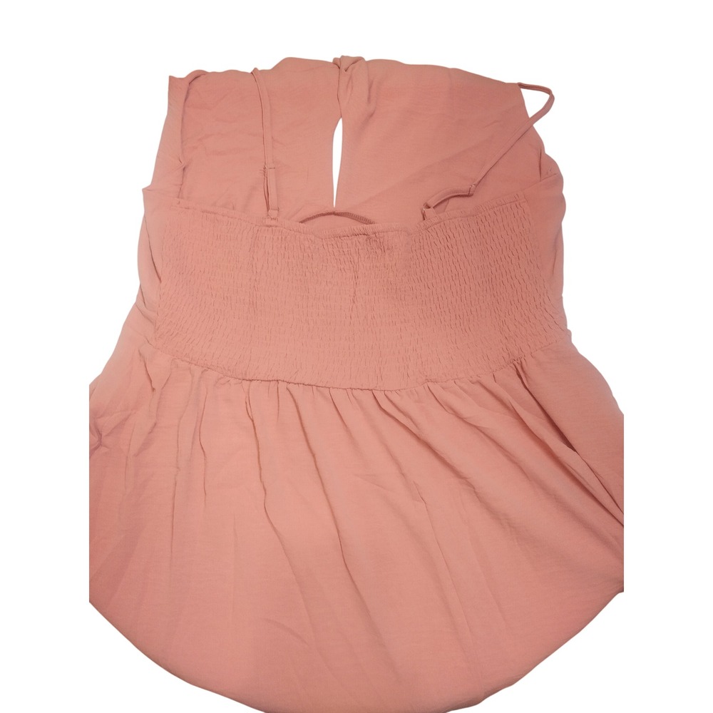 Scomchic Womens 3XL Dusty Rose Pink Button Front Smocked Midi Dress Sleeveless